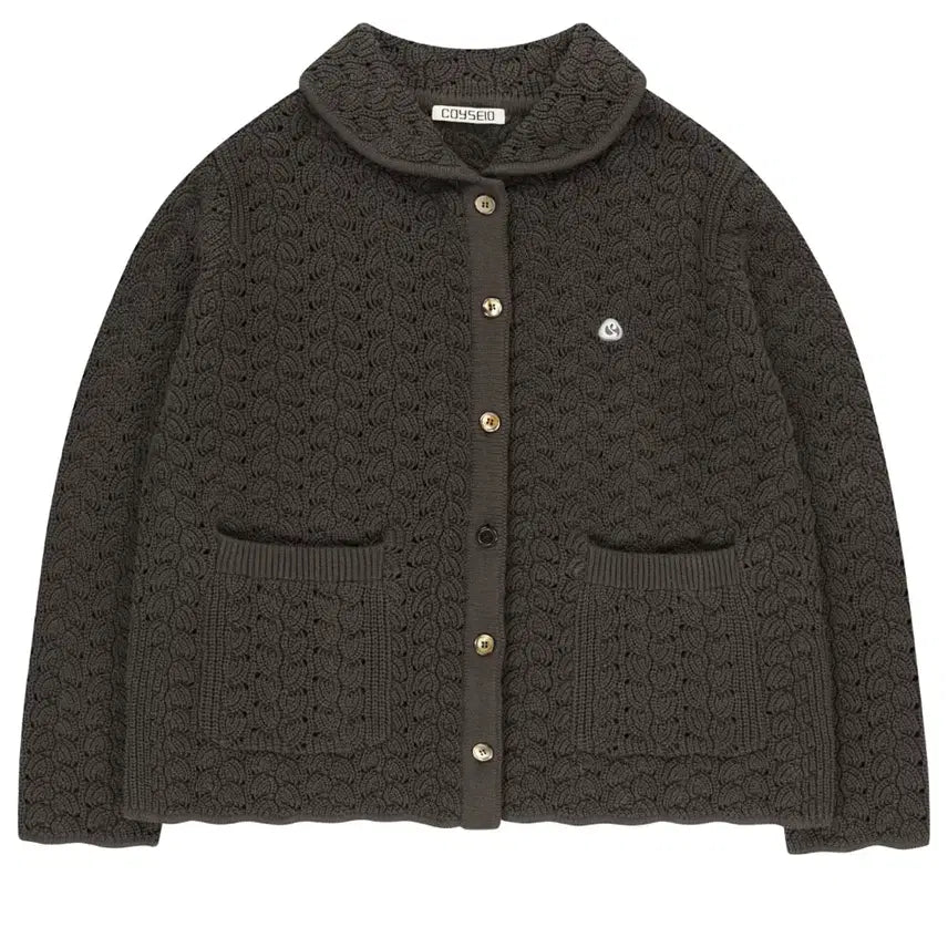 [BUNJANG] KOSEIO Wave Knit Cardigan Dark Brown / 코이세이오 웨이브 니트 가디건 다크 브라운
