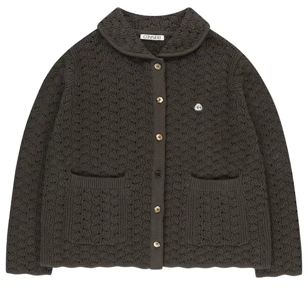 [BUNJANG] KOSEIO Wave Knit Cardigan Dark Brown / 코이세이오 웨이브 니트 가디건 다크 브라운