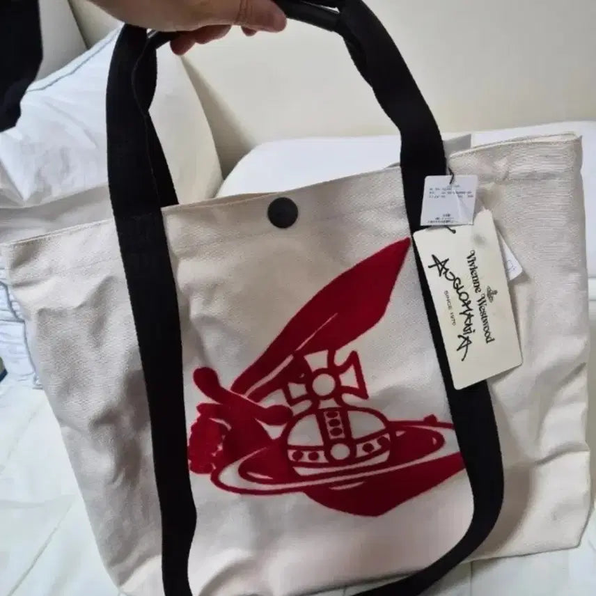[BUNJANG] Vivienne Westwood Tote Bag White Red / 비비안웨스트우드 토트백 화이트 레드