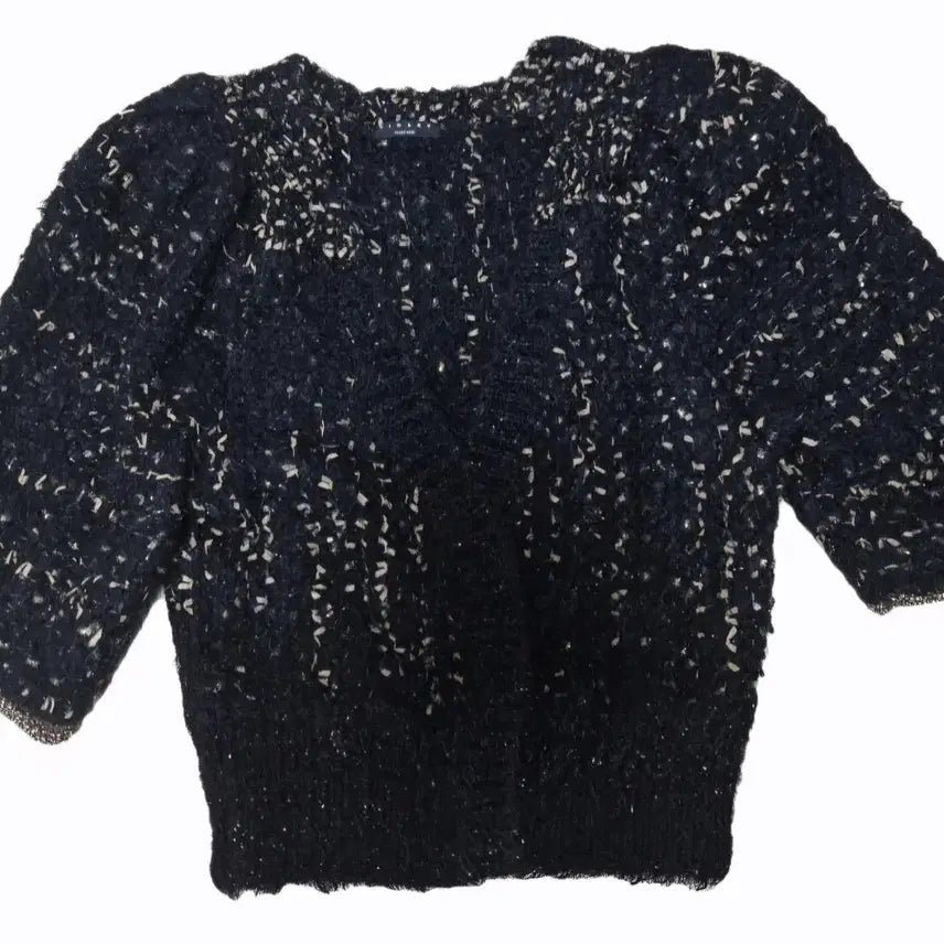 [BUNJANG] Sisley Black Tweed Gold Thread Accent Cardigan / 시슬리 블랙 트위드 금사 배색 가디건