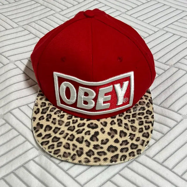 [BUNJANG] OBEY Leopard Print Snapback Hat / 오베이 호피 스냅백 빈티지 표범 모자 힙합 스트릿 아메카지 OBEY