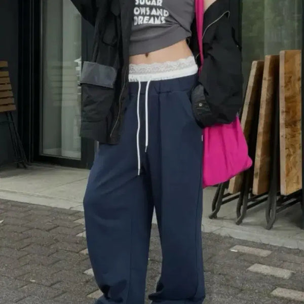 [BUNJANG] Yoo Hee Lace Layered Pants / 유희 레이스 레이어드 팬츠