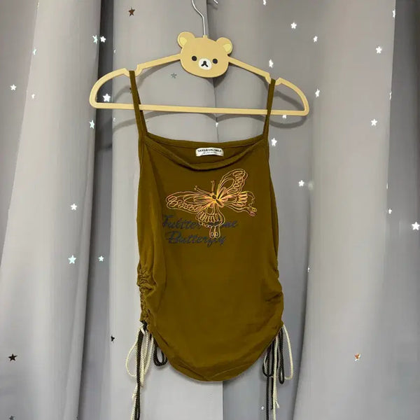 [BUNJANG] Vintage Butterfly Shirring Camisole / 오리엔탈 무드 빈티지 버터플라이 셔링 나시