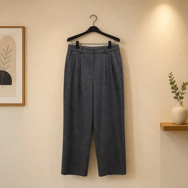 [BUNJANG] The Cashmere 2022 Wool Cashmere Wide Pants Charcoal Grey / 한섬 더캐시미어 2022 울 캐시미어 와이드 팬츠 67-98사이즈