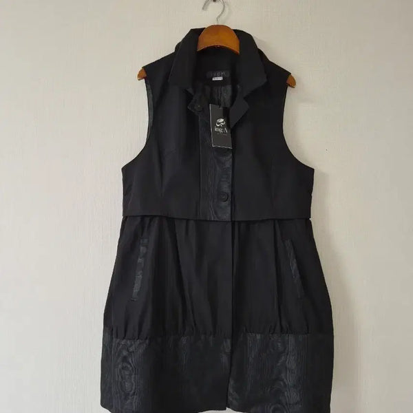 [BUNJANG] ing A Black Sleeveless Jacket Long Vest / [ing A]블랙 민소매 자켓 롱 베스트(텍달린새상품)