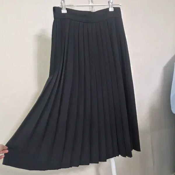 [BUNJANG] Black Pleated Chiffon Long Skirt / 블랙 플리츠 롱 스커트 쉬폰