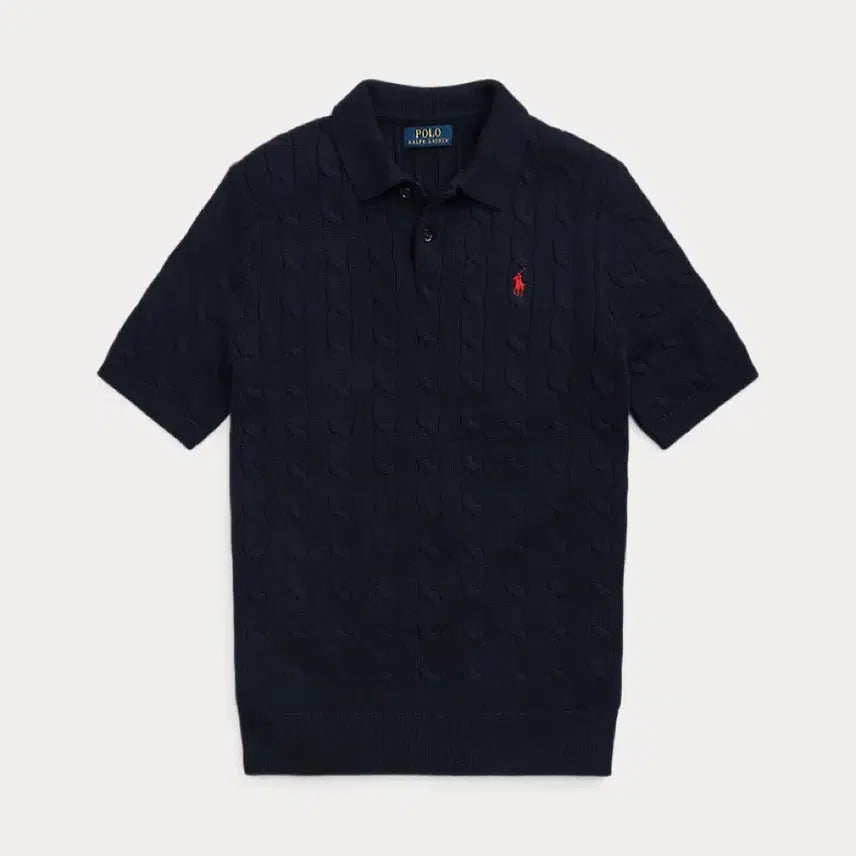 [BUNJANG] Polo Ralph Lauren Cable Knit Short Sleeve Navy L / 폴로 랄프로렌 케이블 니트 반팔 네이비