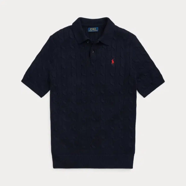 [BUNJANG] Polo Ralph Lauren Cable Knit Short Sleeve Navy L / 폴로 랄프로렌 케이블 니트 반팔 네이비