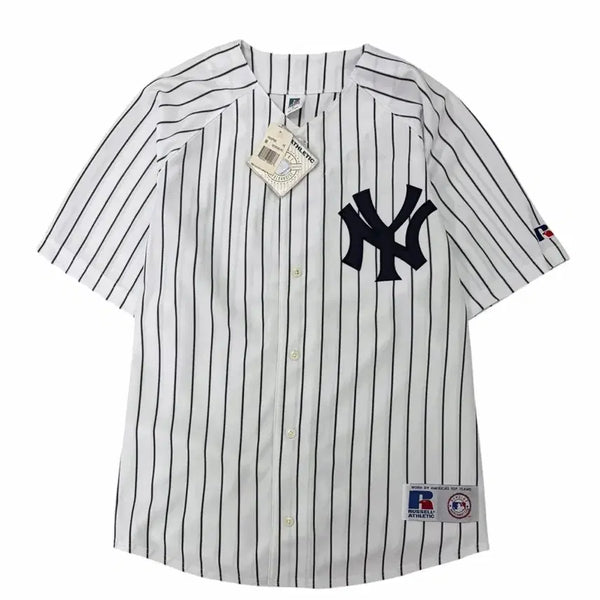 [BUNJANG] Russell New York Yankees No-Name Short Sleeve Baseball Jersey (Size M/105-110) / 00년대 러셀 뉴욕 양키스 노마킹 반팔 유니폼 새상품 (105~110)