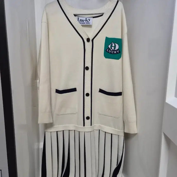 [BUNJANG] Lucky Chouette Knit Dress + Long Cardigan / 럭키슈에뜨 니트원피스 + 롱가디건 (서비스)
