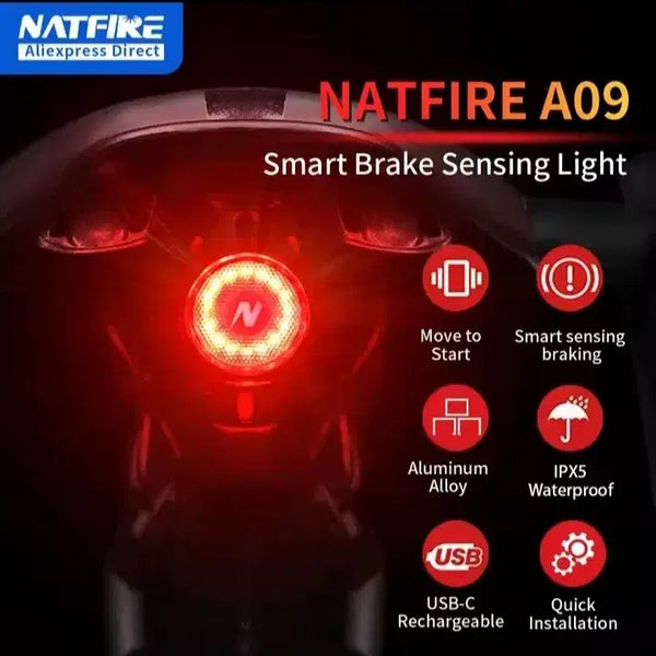 [BUNJANG] NATFIRE A09 Smart Brake Sensing Bicycle Tail Light / [낼도착] 자전거라이트 자전거후미등 스마트후미등