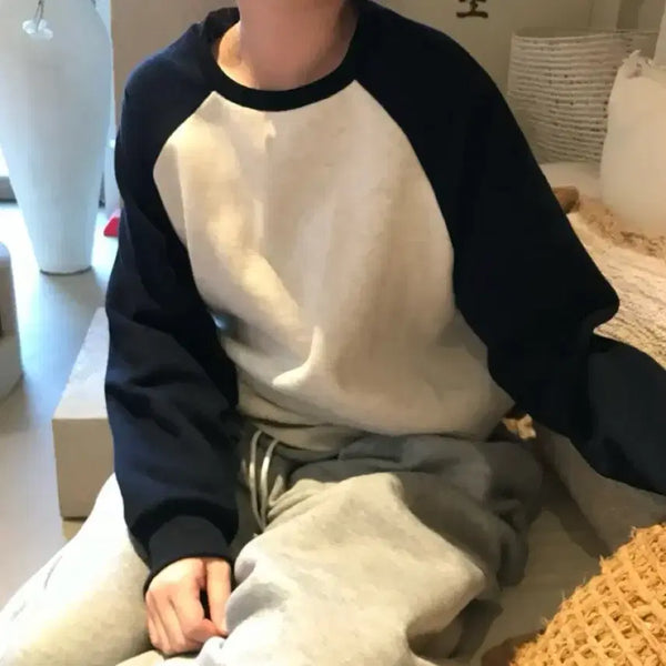 [BUNJANG] Colorblock Raglan Sweatshirt / 에이블리 배색 나그랑 맨투맨 기모x 긴팔 가을옷 논기모