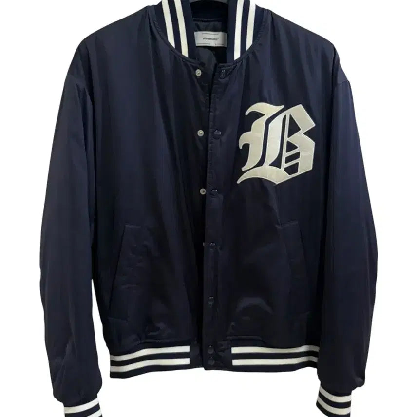 [BUNJANG] vivastudio Nylon Stadium Jacket (Navy) / 비바스튜디오 나일론 스타디움 자켓(navy)