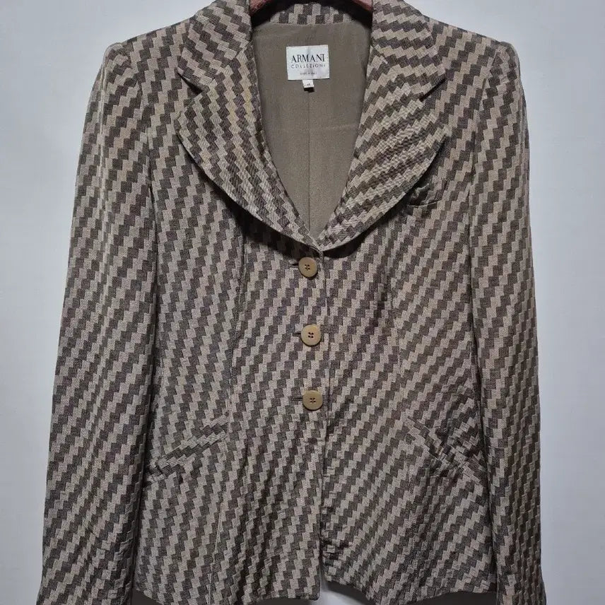 [BUNJANG] Giorgio Armani Check Pattern Blazer Jacket - Size S / 아르마니 체크 블레이저 S(알마니우아한자켓)
