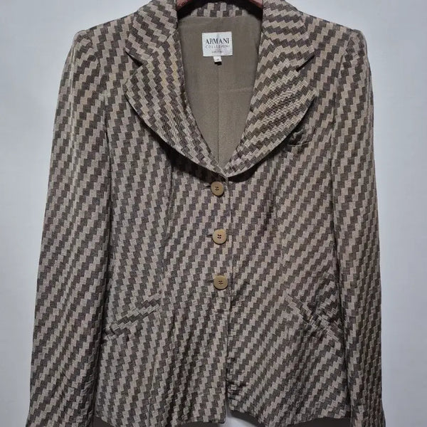 [BUNJANG] Giorgio Armani Check Pattern Blazer Jacket - Size S / 아르마니 체크 블레이저 S(알마니우아한자켓)