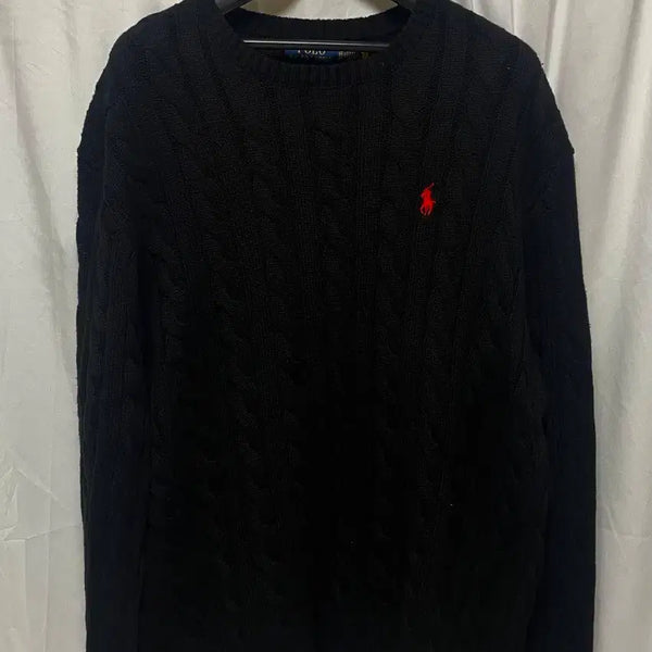 [BUNJANG] Polo Ralph Lauren Black Cable Knit Sweater Size 115 / no.214 폴로 랄프로렌 케이블 니트 블랙 115사이즈 상태굿