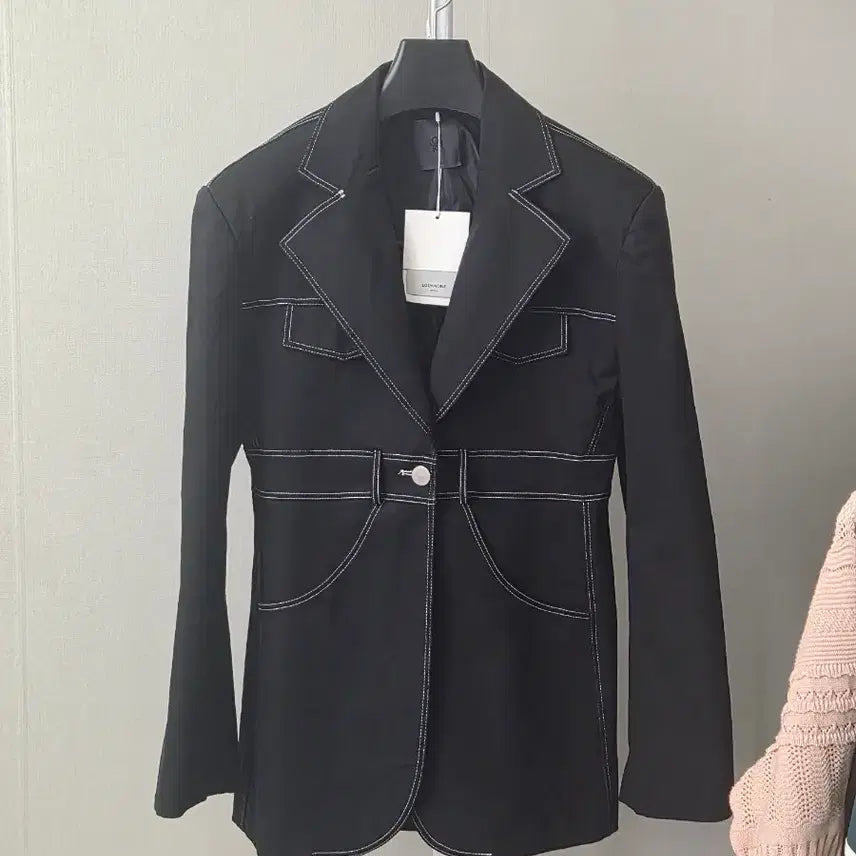[BUNJANG] Looknon Brand Black Stitch Blazer Jacket / [새상품] 룩넌 브랜드 자켓 블레이져 블랙 스티치