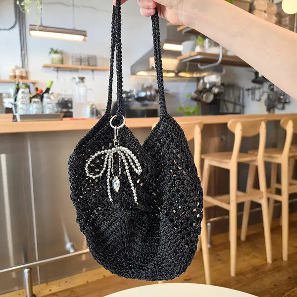 [BUNJANG] Sparkling Aurora Black Knit Net Bag / (인기!!)반짝이는 오로라블랙 뜨개네트백 가방 여름백