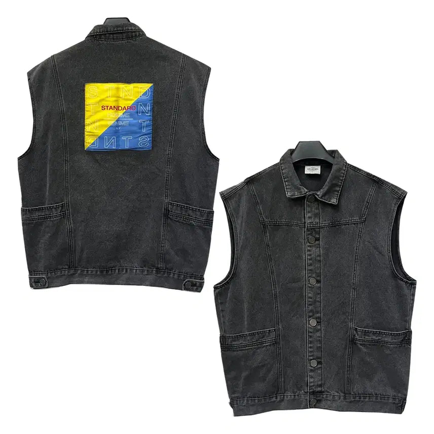 [BUNJANG] General Idea Standard Black Denim Vest / 제너럴아이디어 스탠다드 흑청 데님 베스트 조끼 FREE