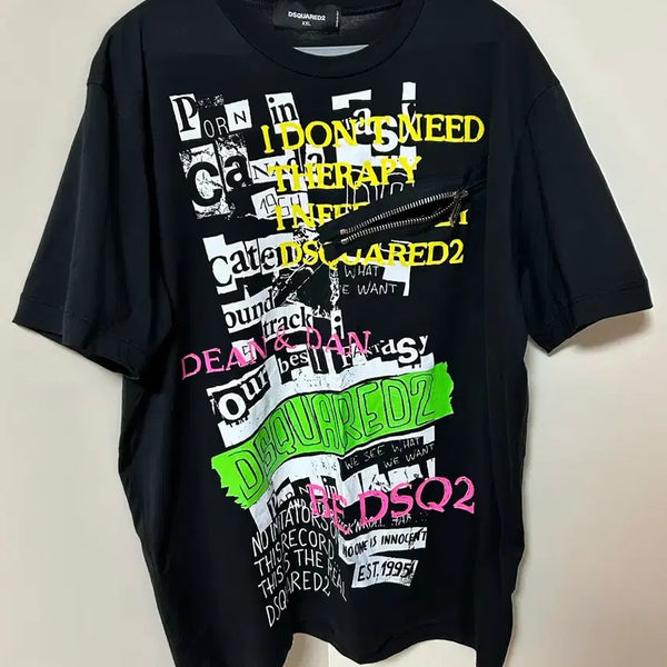 [BUNJANG] DSQUARED2 Black Graphic Print T-Shirt / 디스퀘어드2 반팔티 블랙(정품)