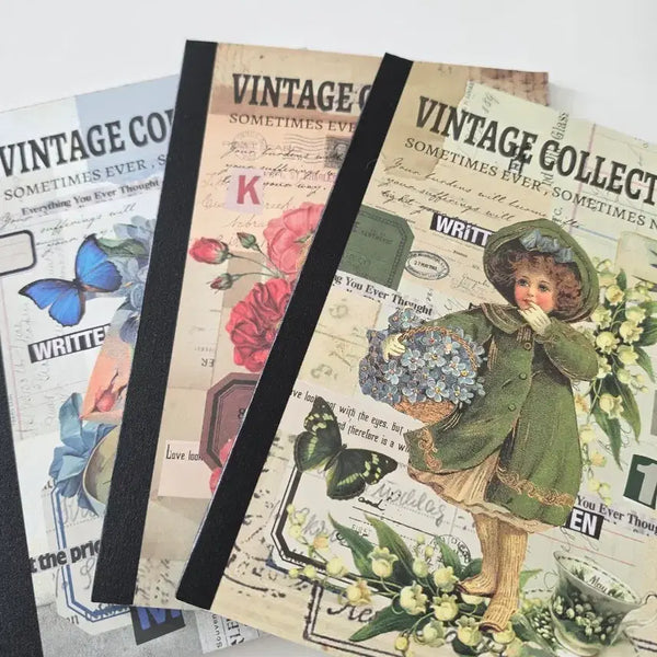 [BUNJANG] Vintage Journaling Sticker Book Set (3 Volumes) / 빈티지 다꾸 스티커북 3권 일괄