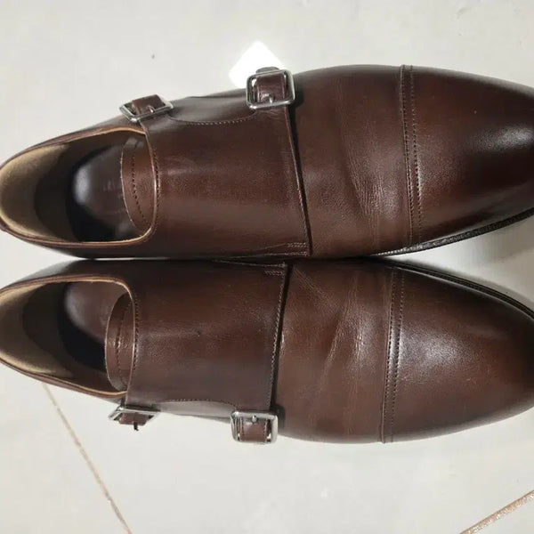 [BUNJANG] Mirmin Brown Leather Double Monk Strap Shoes / 더블몽크 스트랩 구두 브라운 (UK 6.5)