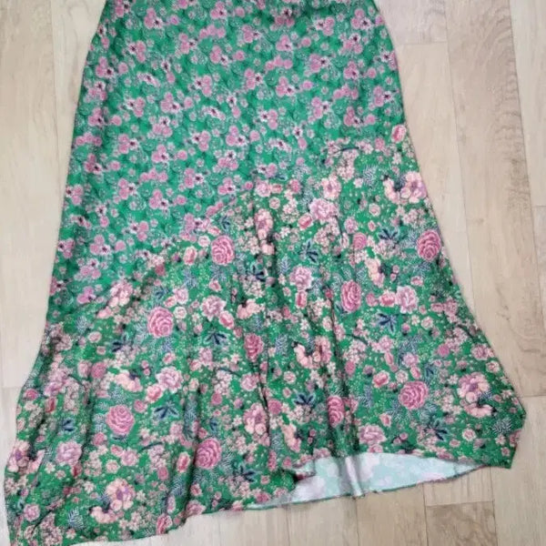[BUNJANG] Sisley Floral Pattern Green Long Skirt / 시슬리 플로럴 패턴 그린 스커트