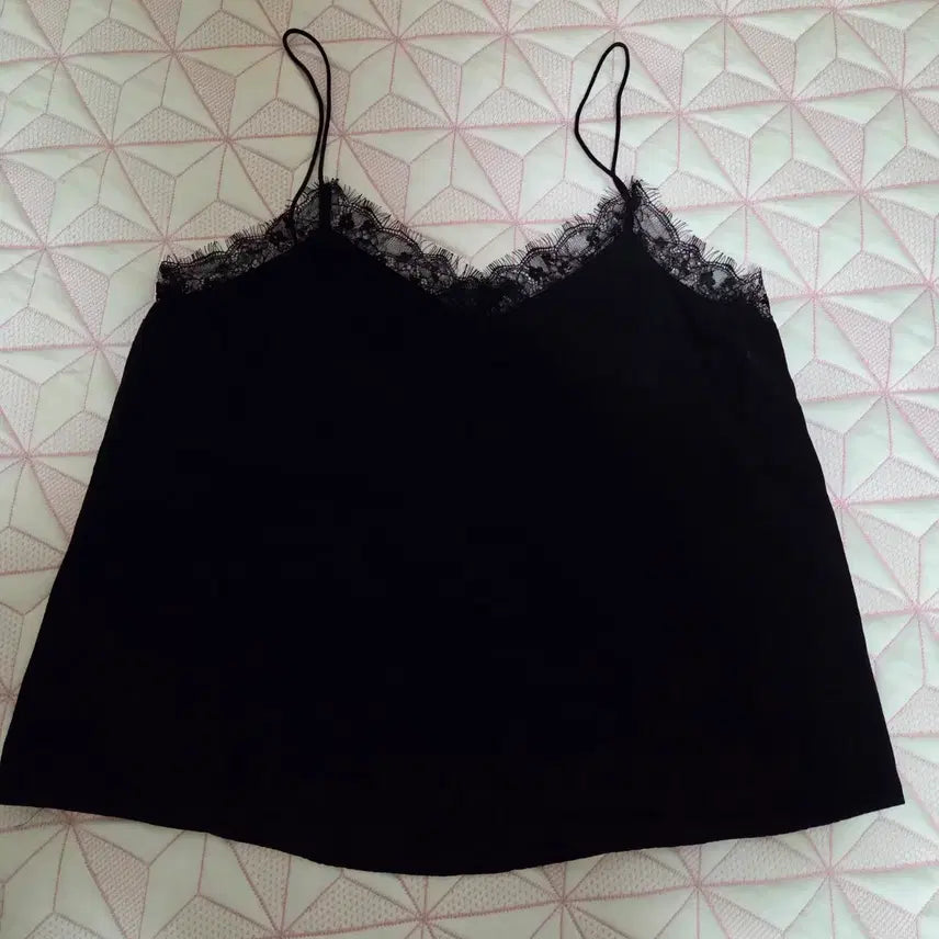[BUNJANG] Lace Camisole Black / 레이스 블랙 끈나시