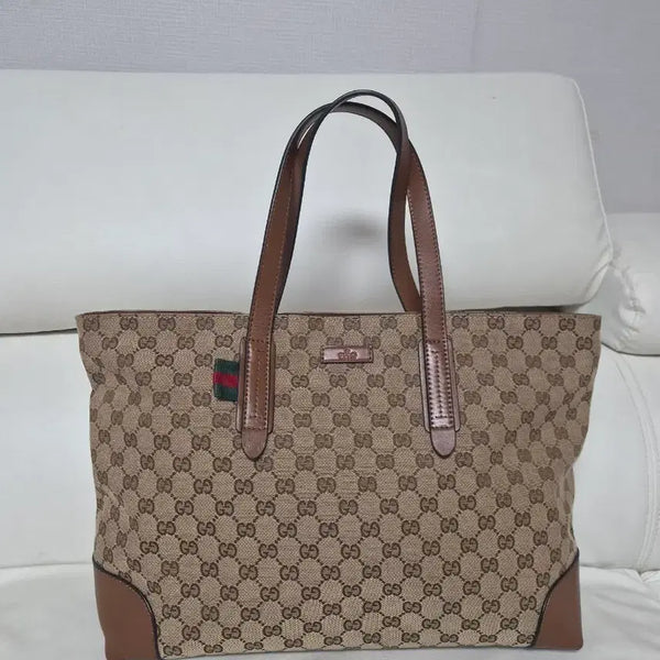 [BUNJANG] Gucci GG Canvas Tote Bag Brown / 구찌 GG 캔버스 토트백 브라운