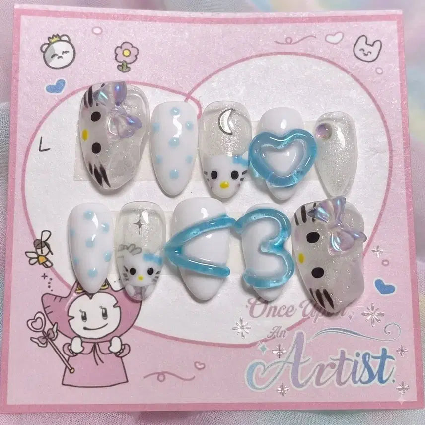 [BUNJANG] Hello Kitty Handmade Nail Tips (Size S) / 헬로키티 수제 네일팁