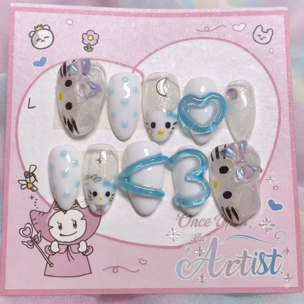[BUNJANG] Hello Kitty Handmade Nail Tips (Size S) / 헬로키티 수제 네일팁