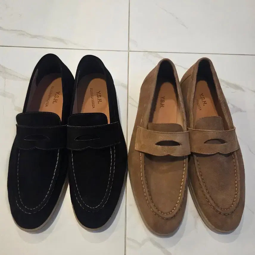 [BUNJANG] Y.S.H Suede Loafers (Black/Brown) / Y.S.H 로퍼 블랙/브라운 스웨이드