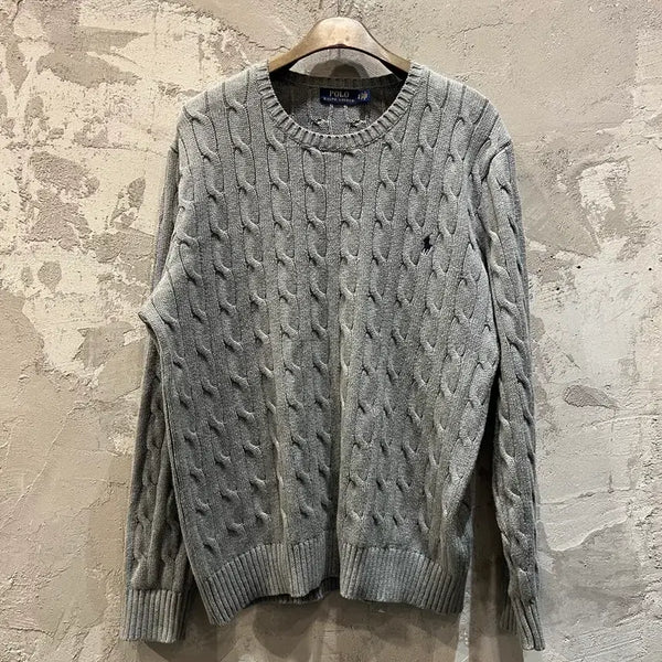 [BUNJANG] Polo Ralph Lauren Cable Knit Sweater Grey XL / (XL) 폴로 랄프로렌 케이블 니트 그레이