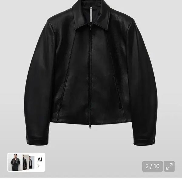 [BUNJANG] Noir Goat Shrunken Leather Jacket Size 52 / 노이어 고트 슈렁큰 레더 자켓 52사이즈