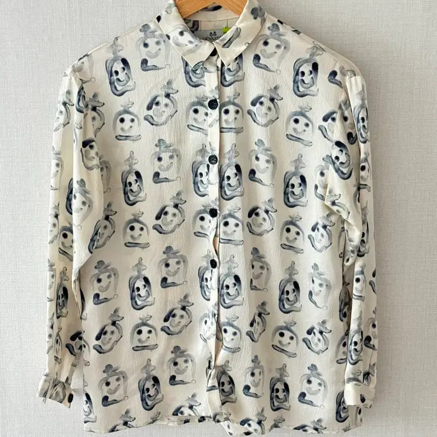 [BUNJANG] Devastée 100% Silk Signature Graphic Blouse / [민트급/실크100 데바스테 시그니처 그래픽 블라우스 (FR36/국내55)