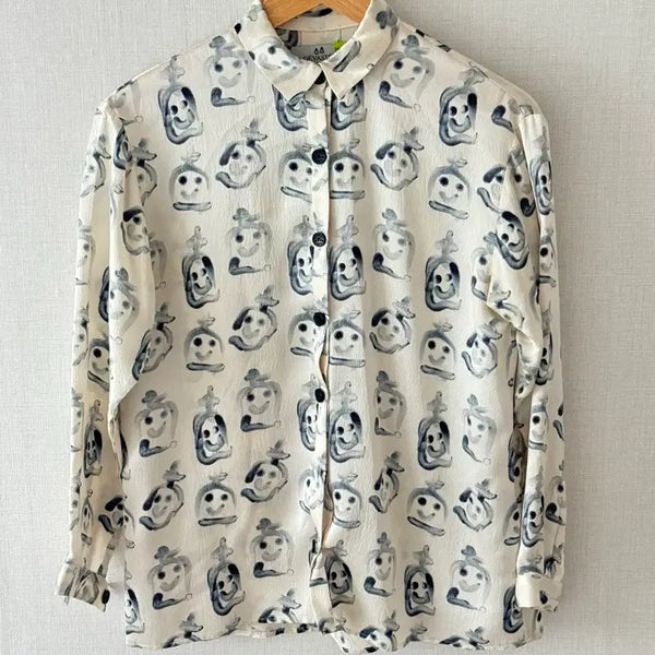 [BUNJANG] Devastée 100% Silk Signature Graphic Blouse / [민트급/실크100 데바스테 시그니처 그래픽 블라우스 (FR36/국내55)