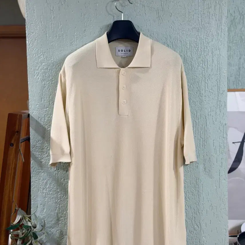 [BUNJANG] Solid Homme Semi-Oversized Collar Knit Ivory Size 50 / 솔리드옴므 세미오버 아이보리 카라 니트 50