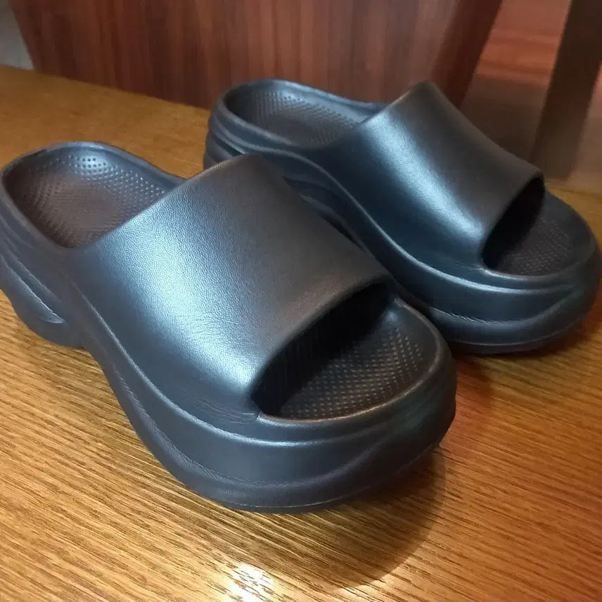 [BUNJANG] Women's Platform Wedge Slippers / 키높이 통굽 슬리퍼