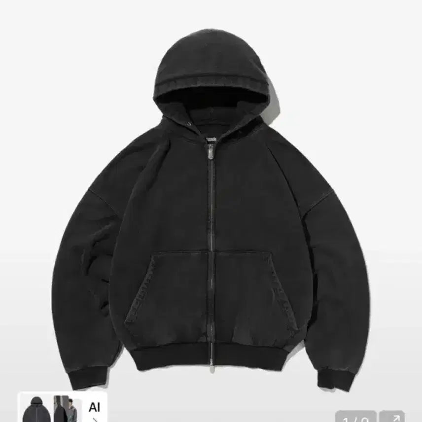 [BUNJANG] Washed Cropped Suede Hoodie Zip-Up Black M / 스웨이드 크롭 워시드 후드 집업 블랙 M