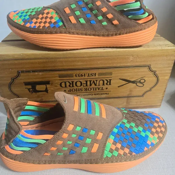 [BUNJANG] Nike Solarswoft Ratcha Woven Slip-on Brown Suede Sneakers / 나이키 솔라소프트 라체우븐 슬립온 260