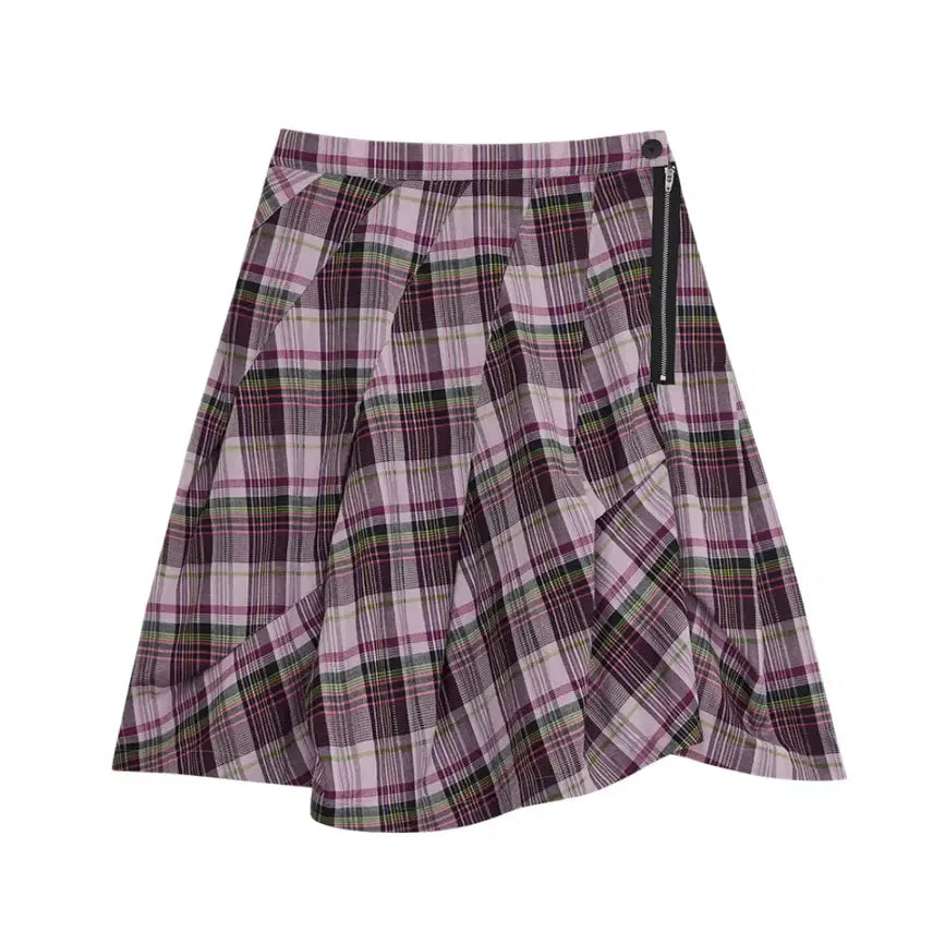 [BUNJANG] The Museum Visitor Zipper Check Gored Skirt / 더뮤지엄비지터 체크스커트 ZIPPER CHECK GORED SKIRT