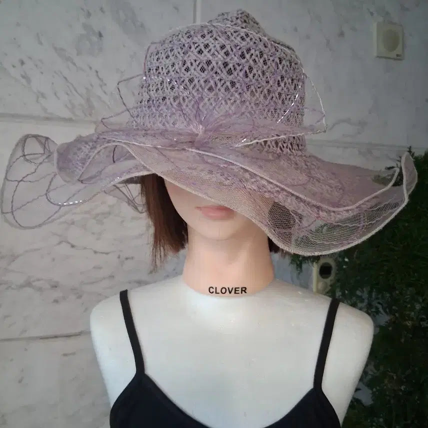 [BUNJANG] Lavender Lace Bucket Hat / 여성 모자 라벤더색 레이스 장식 벙거지