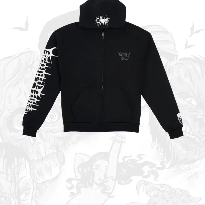 [BUNJANG] Deadly Doll x Kien Karlson Collaboration Hooded Zip-Up & Beanie Set / 데들리돌 X 켄칼슨 후드집업 + 비니 새상품