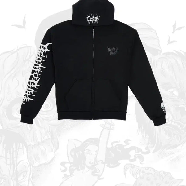 [BUNJANG] Deadly Doll x Kien Karlson Collaboration Hooded Zip-Up & Beanie Set / 데들리돌 X 켄칼슨 후드집업 + 비니 새상품