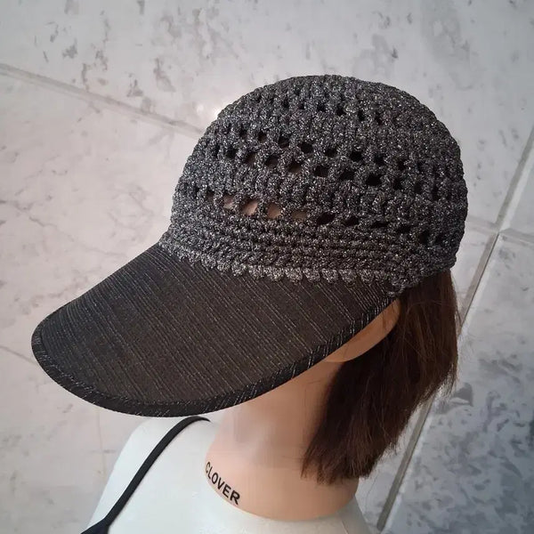 [BUNJANG] Women's Grey Tone Knit Sun Cap Hat / 그레이 톤 여성 썬캡 모자