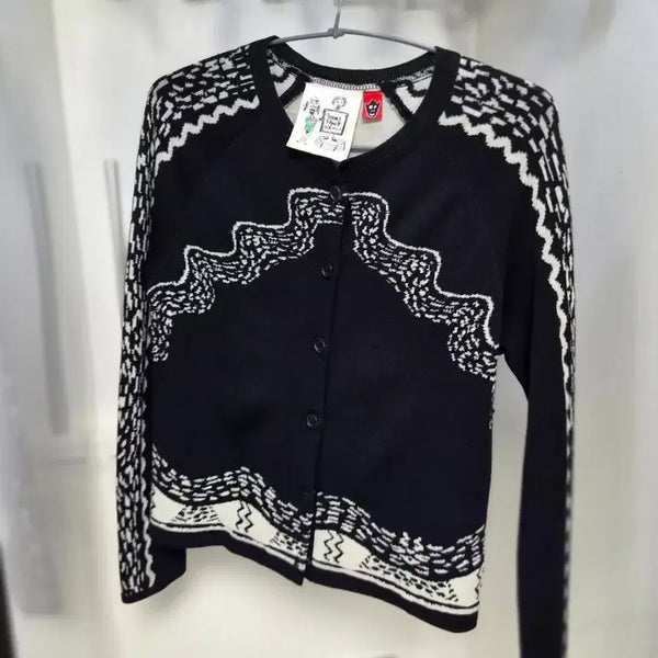 [BUNJANG] SJYP Black Patterned Wool Blend Cardigan / sjyp 스티브제이 블랙 가디건