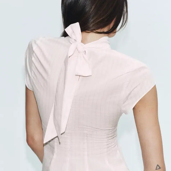 [BUNJANG] Zara Pink Ribbon Blouse - Size S / 자라 핑크 리본 블라우스 s