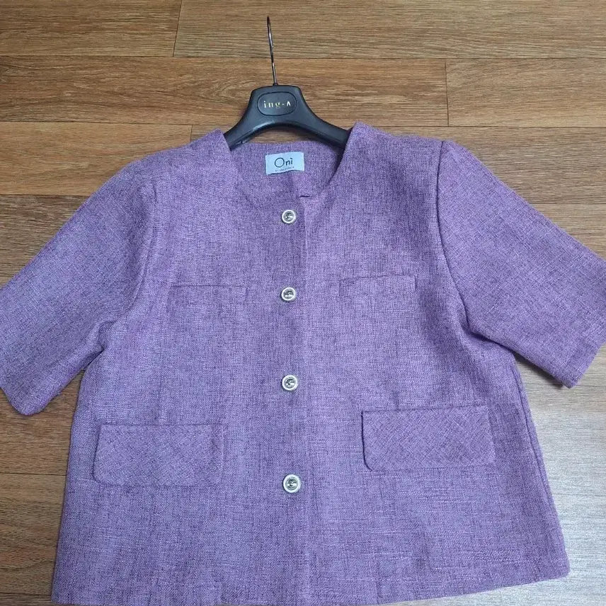 [BUNJANG] Oni (오니) Purple Tweed Cropped Jacket / (새상품) Oni(오니) 노카라 트위드자켓 66