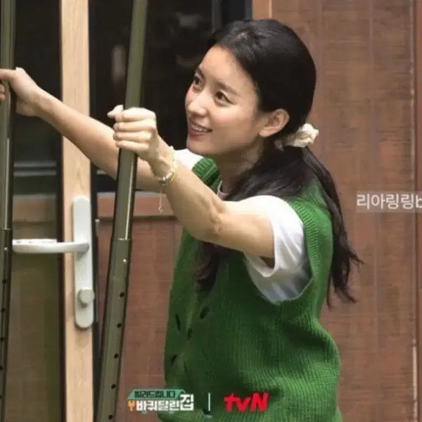 [BUNJANG] Munsun Green Knit Vest / 문선 니트조끼