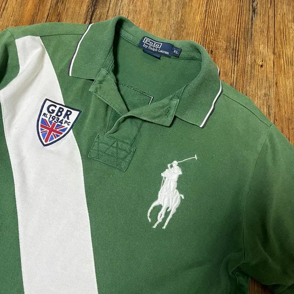 [BUNJANG] Polo Ralph Lauren Big Pony Rugby Shirt Green XL / 빅포니 폴로 랄프로렌 그린  럭비 카라 셔츠 XL